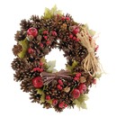 Guirlanda Pinha e Cereja Marrom e Verde 35x35cm Cromus