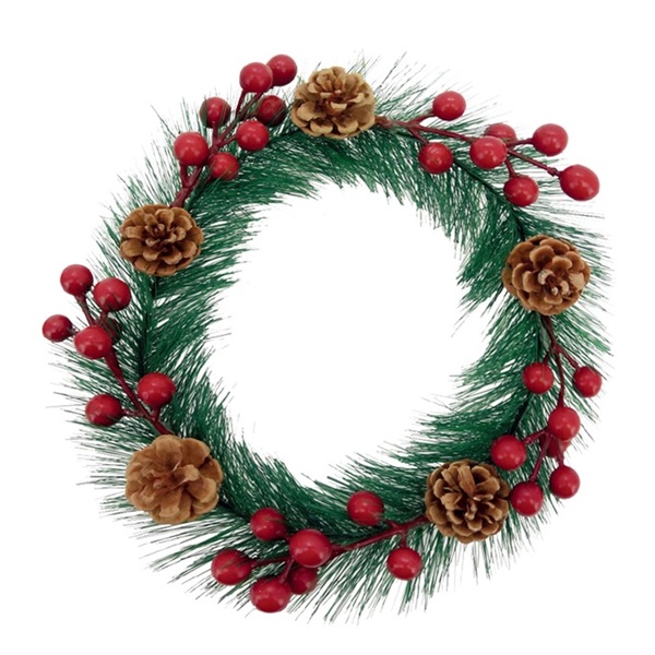 Guirlanda Rústica Pinhas E Berries 23cm - Yangzi
