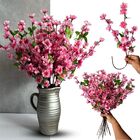 Haste De Cerejeira Rosa Artificial Com 18 Unidades Para Compo