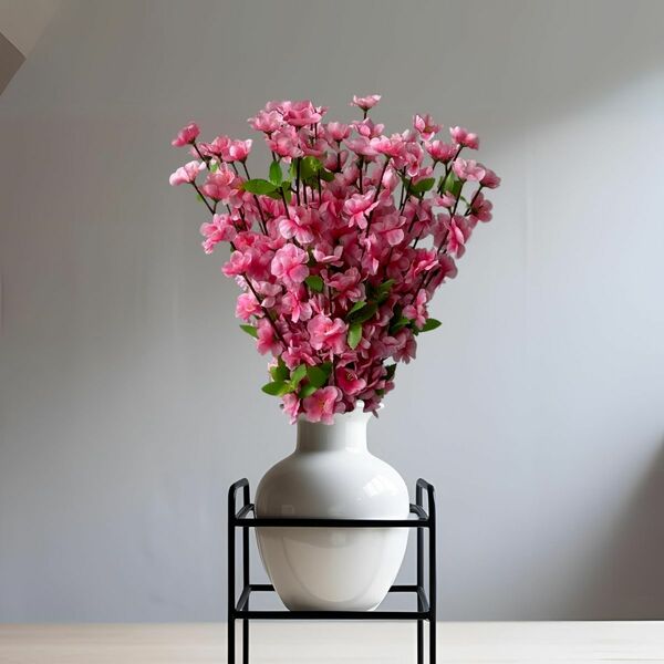 Haste De Flor De Cerejeira Rosa Artificial Com 7 Unidades Ide