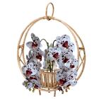 Haste De Flor Orquídea Artificial Branca E Vinho 7 Unidades C