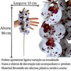 Haste De Flor Orquídea Artificial Branca E Vinho 7 Unidades C
