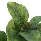 Haste moldável Magnólia com 11 folhas em cetim, medindo 18cm, verde.