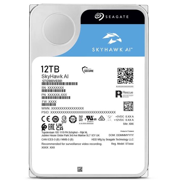 Hd Seagate 12tb Skyhawk Ai Surveillance 3.5" Sata 3 7200rpm -