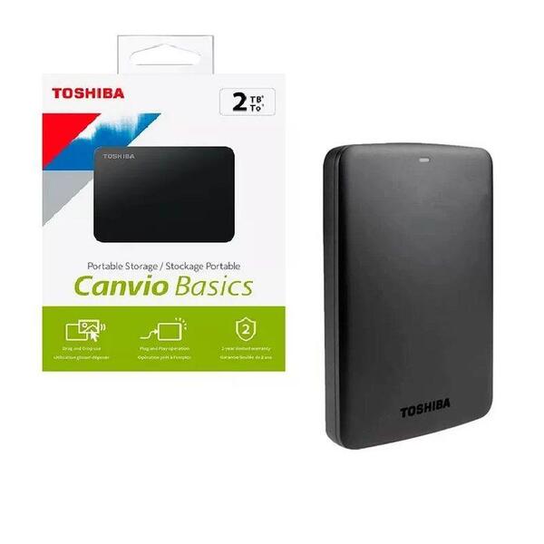Hd Toshiba Externo 2tb Usb 3.0 Canvio Basics Preto Hdtb520xk3aa