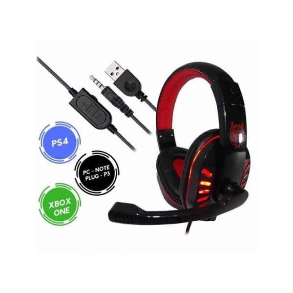 Headfone Fone Ouvido Gamer Usb Microfone Hf-g310p4 -vermelho
