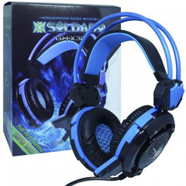 Headfone Gamer Xsoldado Com Microfone E Led Gh-x30 Azul