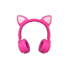 Headphone Bluetooth Gatinho Led Mic Fm Hf-c290bt-rosa