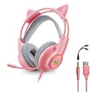 Headset Fone Gamer Com Microfone E Led P3/p2 - Kp-ga04 Rosa