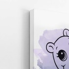 Hipopótamo Desenho Aquarela Roxo Quadro Canvas 120x80cm