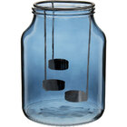 Holly Castiçal Suporte Para Vela 21x16x16cm Vidro Azul 3 Velas