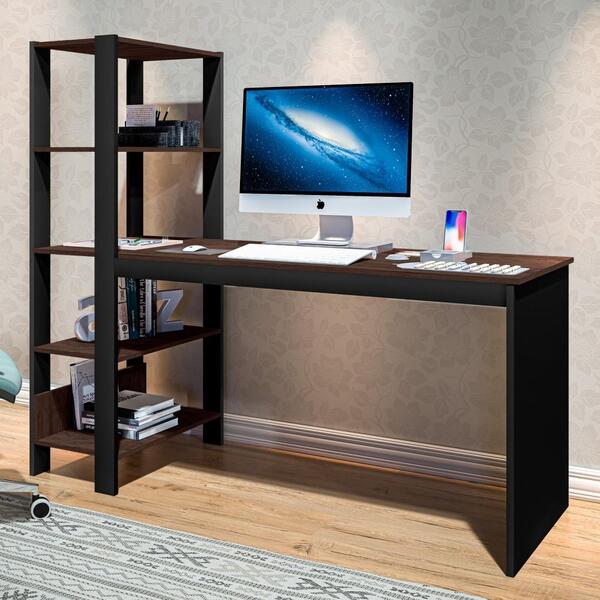 Home Office Vintage Para Escritório Temis Preto E Castanho