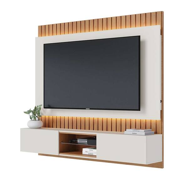 Home Painel Suspenso 180cm Ripado Lazio Led Off White/freijó G73