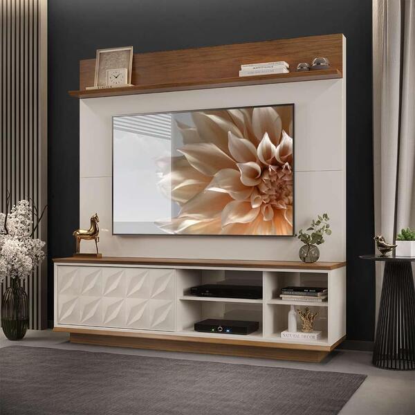 Home Para Sala Tv Até 65 Polegadas Off White Freijó Dafne Sho