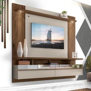 Home Para Tv 60 Polegadas Com Led Nogueira Off White São Luis Linea ...