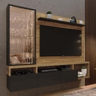 Home Para Tv Com Cristaleira De Vidro Joinville Freijo Preto