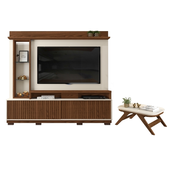 Home Para Tv Com Led E Mesa De Centro Amabel Caiena Creme