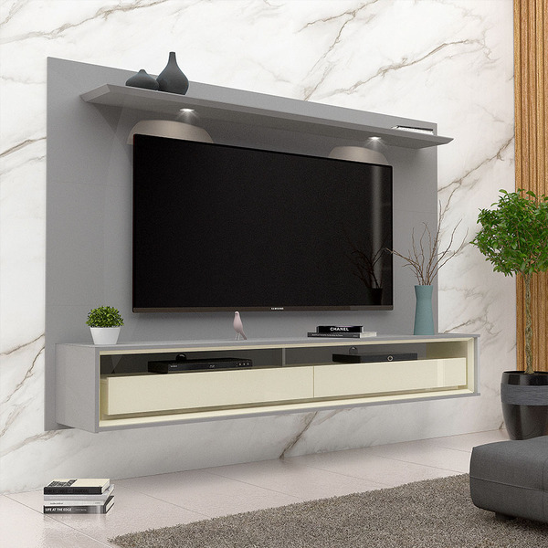 Home Para Tv Com Led Supreme 180 Cinza Off White - Gelius