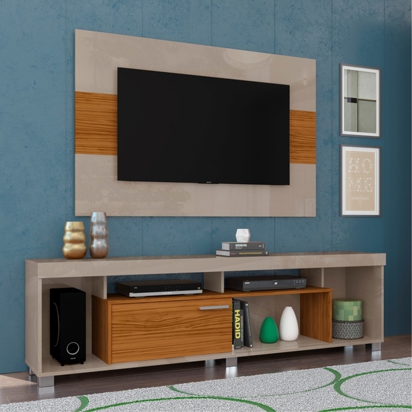 Home Para Tv Com Nichos Athena Fendi Naturale