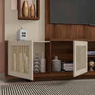 Home Para Tv Com Porta Em Palha Sintética Petra Havana Off Wh