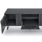 Home Para Tv Com Portas Efeito Marmorizado Preto Grigio