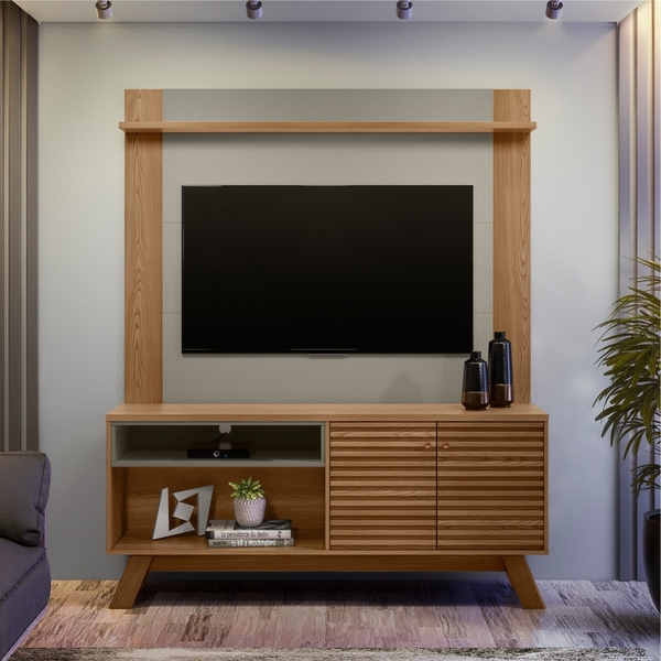 Home Para Tv Extensivel Ripado Benfica Amendoa Titanio