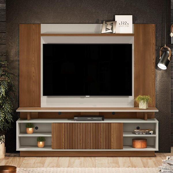 Home Para Tv Filadélfia Com Ripas Freijó Off White