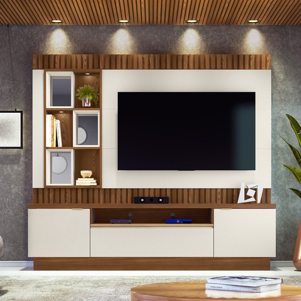 Home Para Tv Juliana Com Ripas Freijó Off White