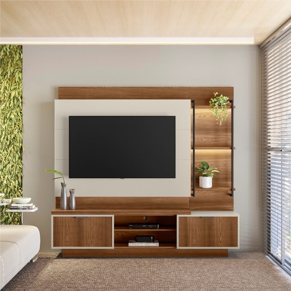 Home Para Tv Mônaco Com Led Freijo Off White