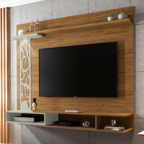 Home Para Tv Oxford Freijó Cinza Com Led