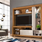 Home Para Tv Ripado Com Led E Espelhos Zane Naturale Off White