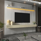 Home Para Tv Ripado Com Led Nobre 230 Branco Off White - Geli