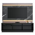 Home Para Tv Ripado Efeito Marmorizado Marco Preto Grigio