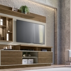 Home Para Tv Ripado Kamela Com Nichos Avelã Off White