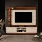 Home Para Tv Vance Com Frisos E Led Caiena Creme