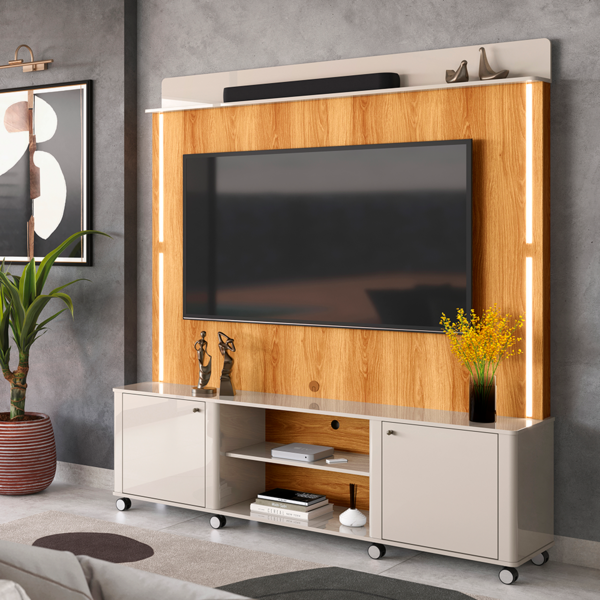 Home Para Tvs 75 Polegadas 2 Portas Pequim Off White Freijó