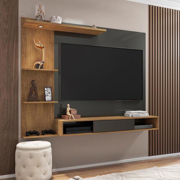 Home Para Tvs Até 55 Polegadas Suspenso Lombardia Freijó Graf