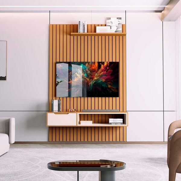 Home Ripado Para Sala Tv Até 60 Polegadas Nature Pérola Tucum