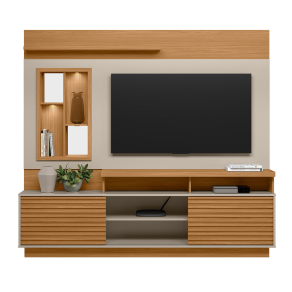 Home Ripado Tv 60 Com Nicho E Led Kiev Nature Off-white