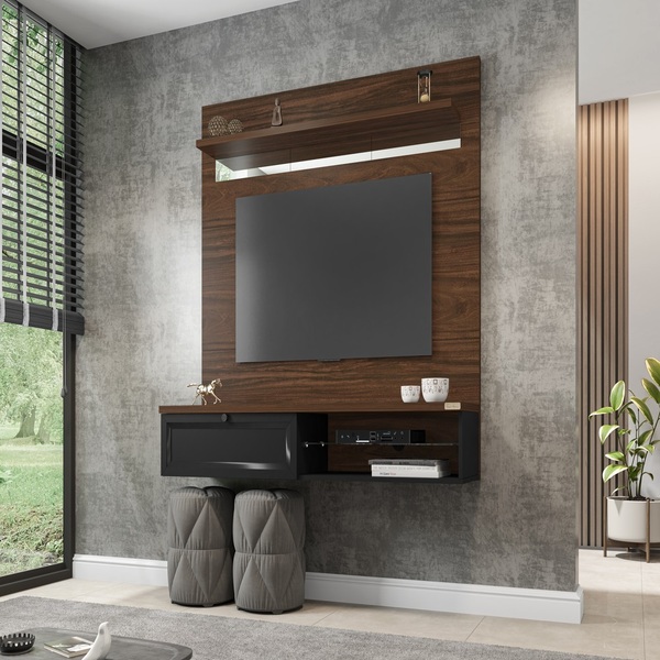 Home Suspenso Livorno Para Tv 50" Imbúia Preto Bnn Decor