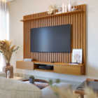 Home Suspenso Painel de Parede Ripado Madeira Maciça Sala Est