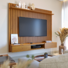 Home Suspenso Painel de Parede Ripado Madeira Maciça Sala Est