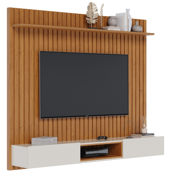 Home Suspenso Painel de Parede Ripado Madeira Maciça Sala Est