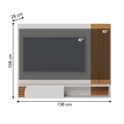 Home Suspenso Para Tvs 60" Bolonha Off White Matte Freijó