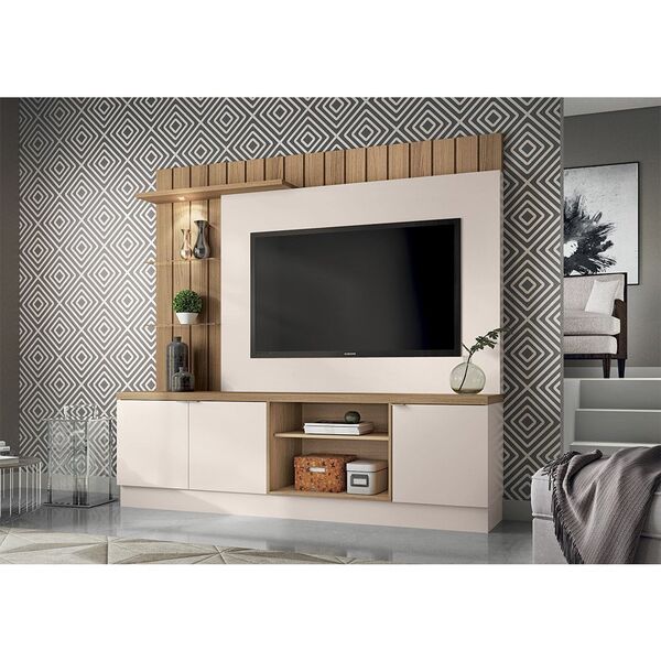 Home Theater Apolo Off White/freijó - Hb Móveis