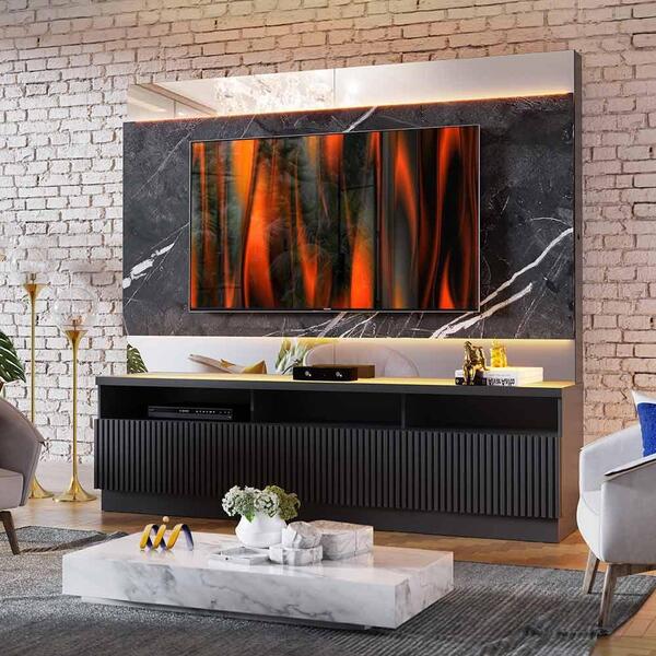 Home Theater Brasília Com Painel Para Sala Noce Milano Preto