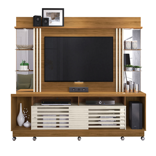 Home Theater Com Led E Rodízios Estante Splendido Para Tv 55"