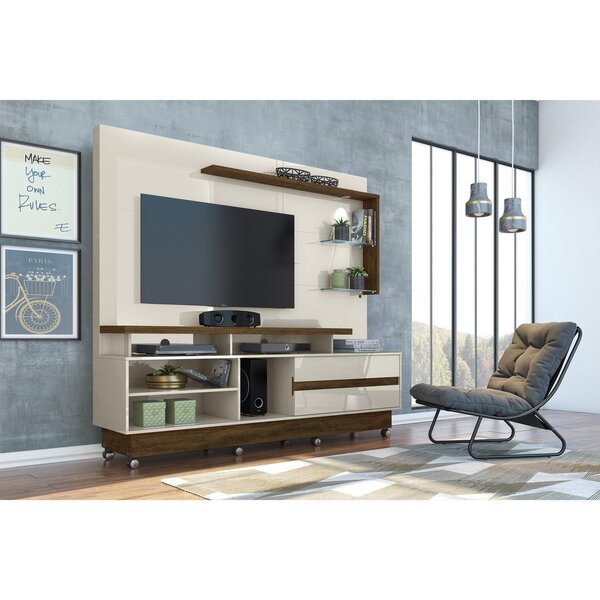 Home Theater Com Rodízios Vicente Madetec Off White/savana