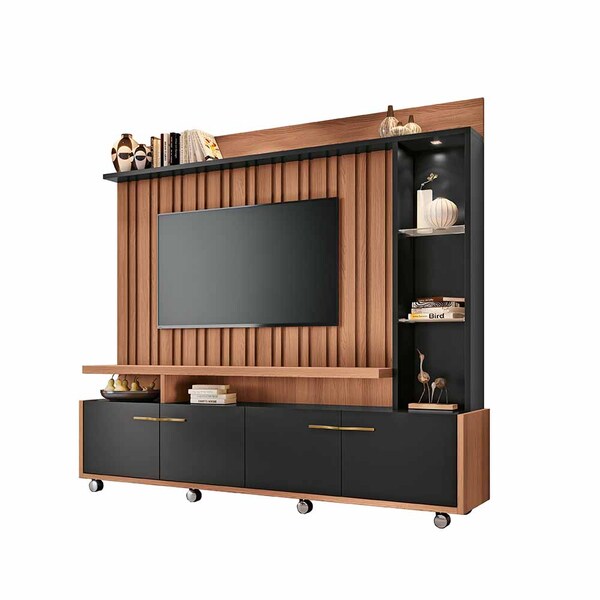 Home Theater Decorativo Perseu Tv Até 60 Com Led Nature/preto