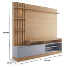 Home Theater Helena 200cm Tv 65" Freijó Cinza Fosco Bnn Decor